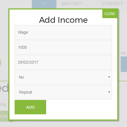 Budget planner add income